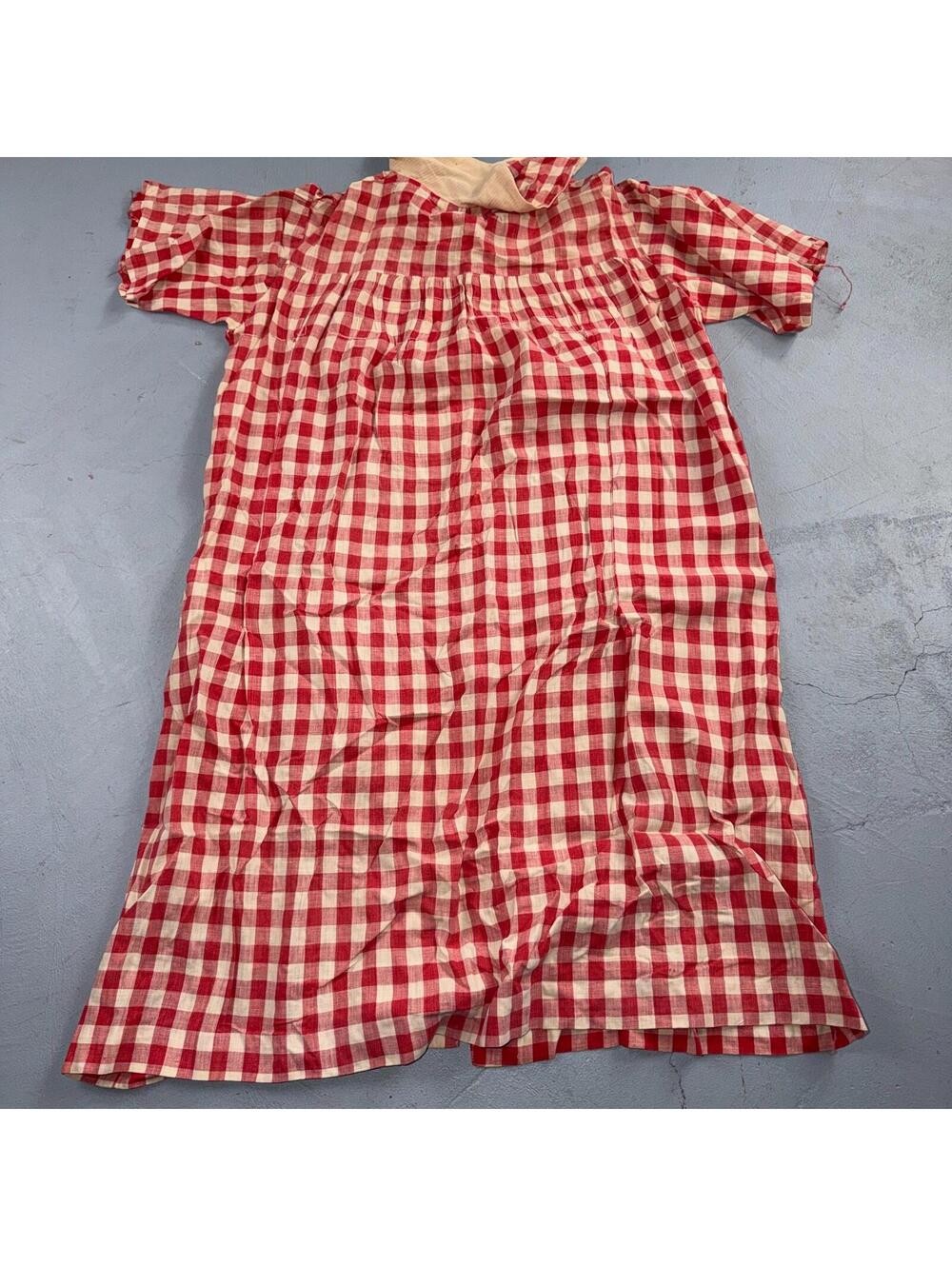 VTG 60s Red White Gingham Print Dress Eyelet Collar Picnic Sundress Rockabilly - Picture 9 of 15